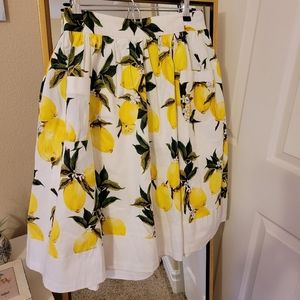 Lindy Bop lemon print swing skirt UK 10
